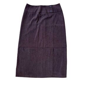 Norton‎ Stretch Long Pencil Skirt 14 Walnut Brown Poly Suede Western Y2K Office
